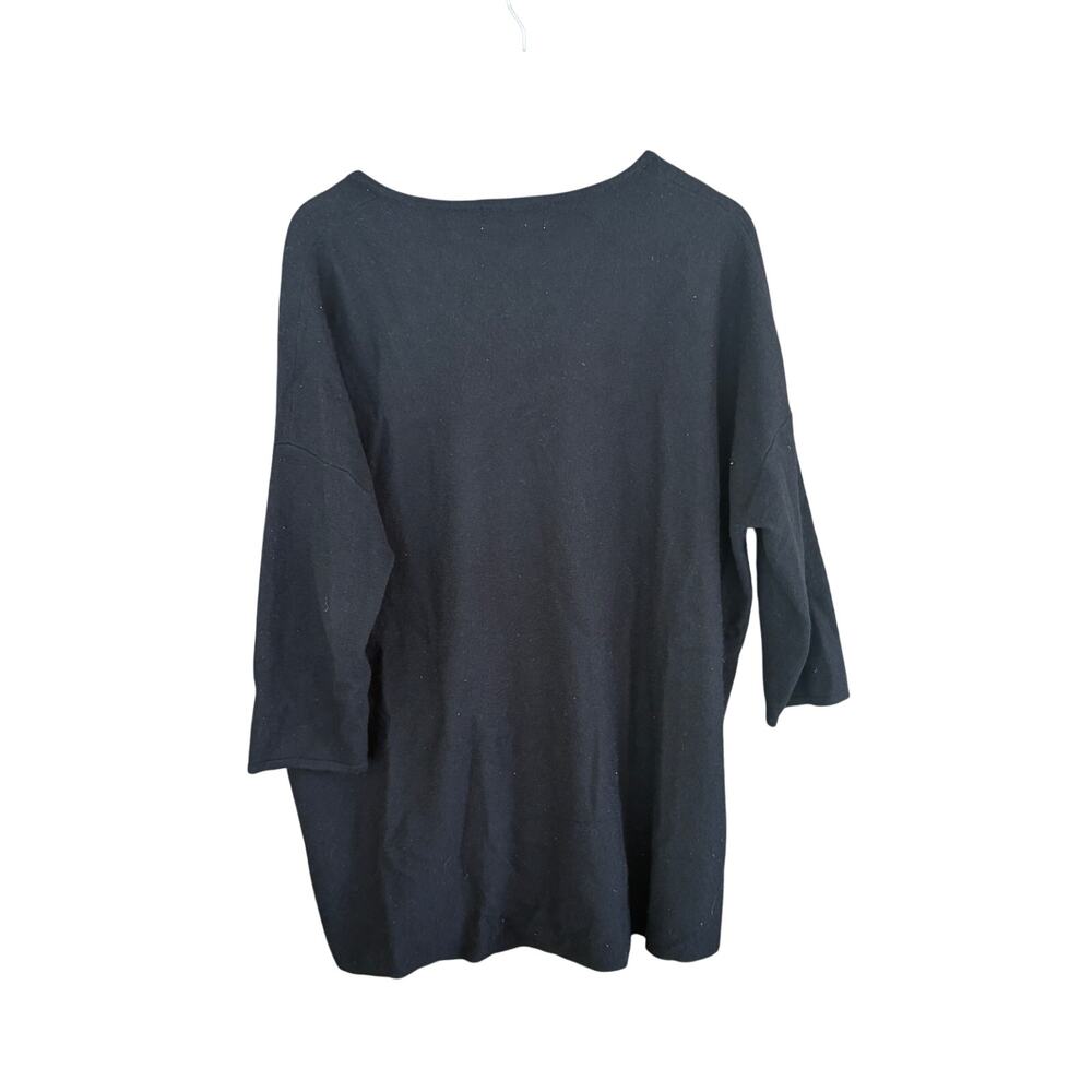 Tina Dragone Cashmere Tunic Sweater M Top  Black Quiet Luxury Old Money Minimal - Picture 3 of 5